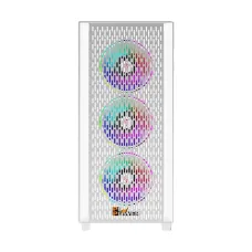 PC Power Flow White Mesh Mid Tower ATX Gaming Casing with Power Supply